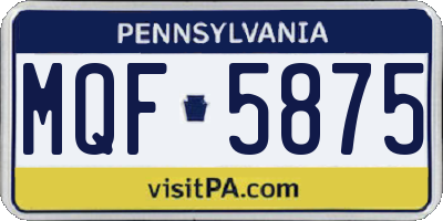 PA license plate MQF5875