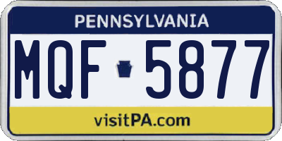 PA license plate MQF5877