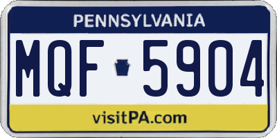 PA license plate MQF5904