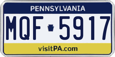 PA license plate MQF5917