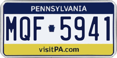 PA license plate MQF5941