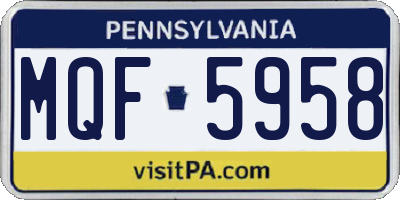 PA license plate MQF5958