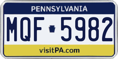 PA license plate MQF5982