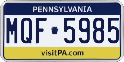 PA license plate MQF5985