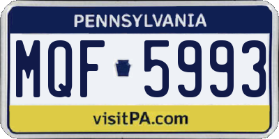 PA license plate MQF5993