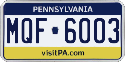 PA license plate MQF6003
