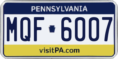 PA license plate MQF6007
