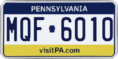 PA license plate MQF6010