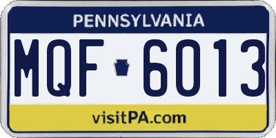 PA license plate MQF6013