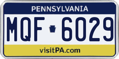 PA license plate MQF6029