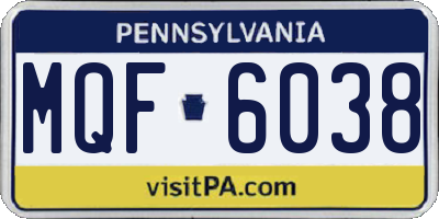 PA license plate MQF6038