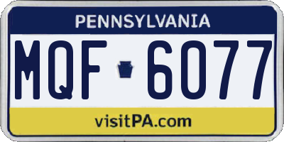 PA license plate MQF6077