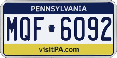 PA license plate MQF6092