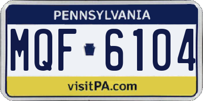 PA license plate MQF6104