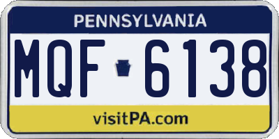PA license plate MQF6138