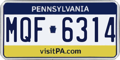 PA license plate MQF6314