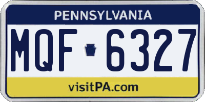 PA license plate MQF6327