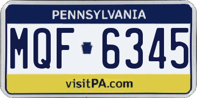 PA license plate MQF6345
