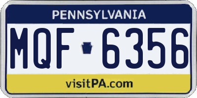 PA license plate MQF6356