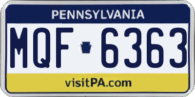 PA license plate MQF6363