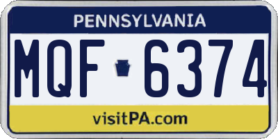 PA license plate MQF6374