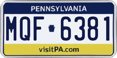 PA license plate MQF6381