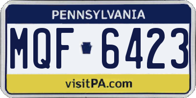 PA license plate MQF6423
