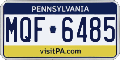 PA license plate MQF6485