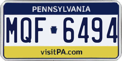 PA license plate MQF6494