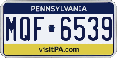 PA license plate MQF6539