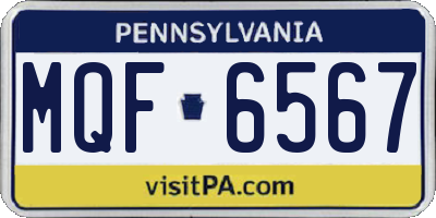 PA license plate MQF6567