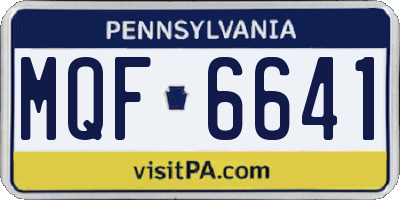PA license plate MQF6641