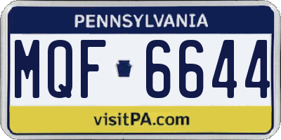 PA license plate MQF6644