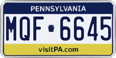 PA license plate MQF6645