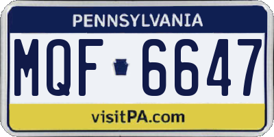 PA license plate MQF6647