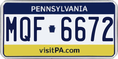 PA license plate MQF6672