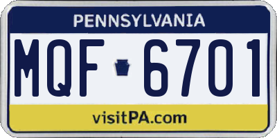 PA license plate MQF6701