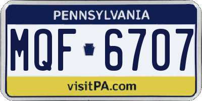 PA license plate MQF6707