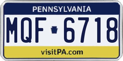 PA license plate MQF6718
