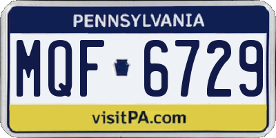 PA license plate MQF6729