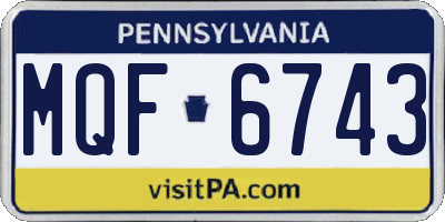 PA license plate MQF6743