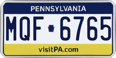 PA license plate MQF6765