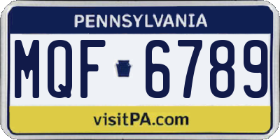 PA license plate MQF6789