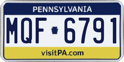 PA license plate MQF6791