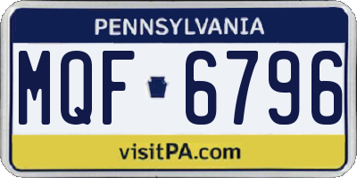 PA license plate MQF6796
