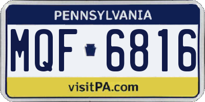 PA license plate MQF6816