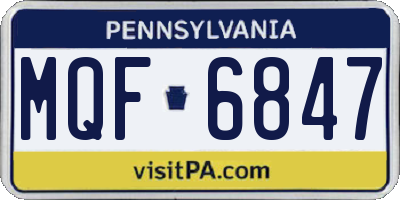 PA license plate MQF6847