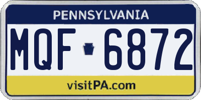 PA license plate MQF6872