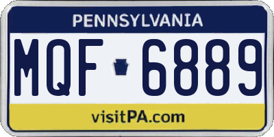 PA license plate MQF6889