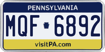 PA license plate MQF6892